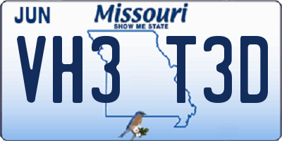 MO license plate VH3T3D