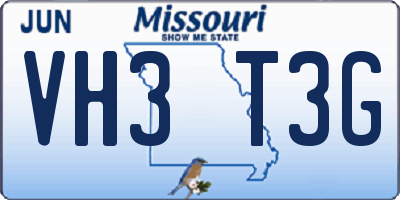MO license plate VH3T3G