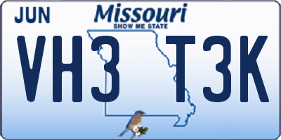 MO license plate VH3T3K