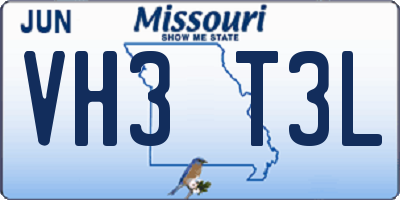 MO license plate VH3T3L