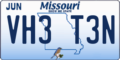 MO license plate VH3T3N