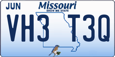 MO license plate VH3T3Q