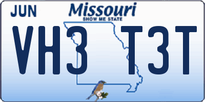 MO license plate VH3T3T