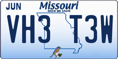 MO license plate VH3T3W