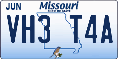 MO license plate VH3T4A