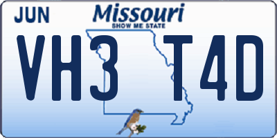 MO license plate VH3T4D