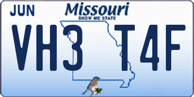 MO license plate VH3T4F