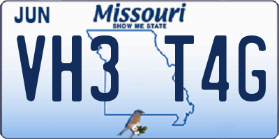 MO license plate VH3T4G