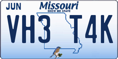 MO license plate VH3T4K