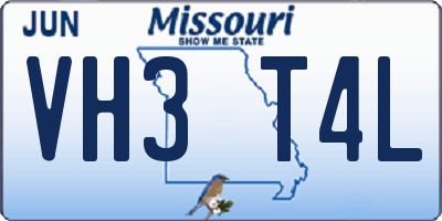 MO license plate VH3T4L
