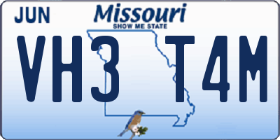 MO license plate VH3T4M
