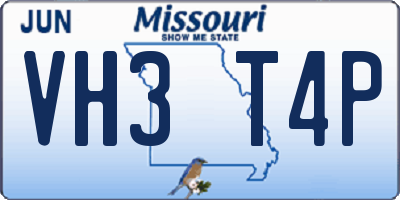 MO license plate VH3T4P