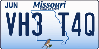 MO license plate VH3T4Q