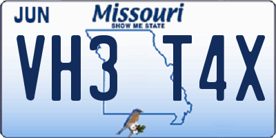 MO license plate VH3T4X