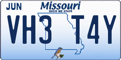 MO license plate VH3T4Y
