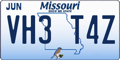 MO license plate VH3T4Z