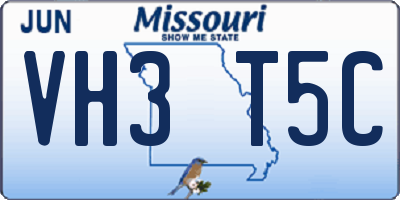 MO license plate VH3T5C
