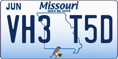 MO license plate VH3T5D