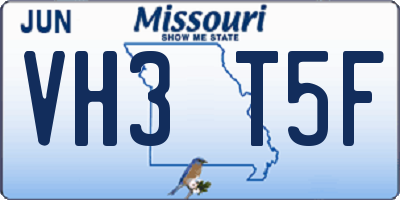 MO license plate VH3T5F