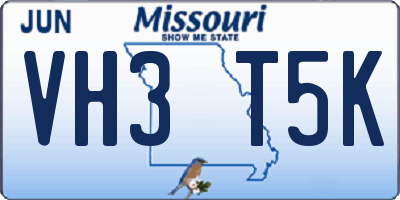 MO license plate VH3T5K