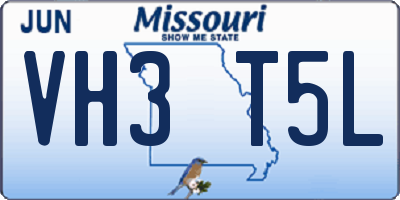 MO license plate VH3T5L