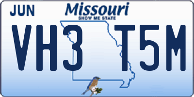 MO license plate VH3T5M
