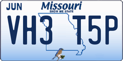 MO license plate VH3T5P