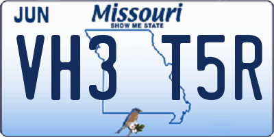 MO license plate VH3T5R