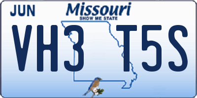 MO license plate VH3T5S