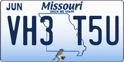 MO license plate VH3T5U