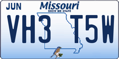 MO license plate VH3T5W