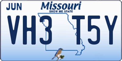 MO license plate VH3T5Y