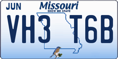 MO license plate VH3T6B