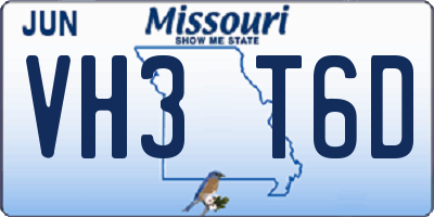 MO license plate VH3T6D