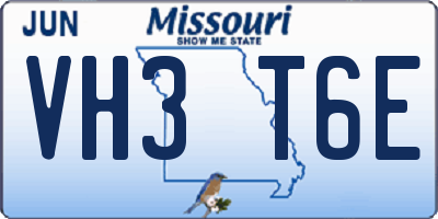 MO license plate VH3T6E