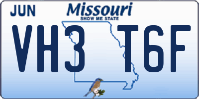 MO license plate VH3T6F