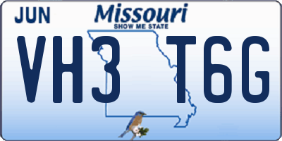 MO license plate VH3T6G