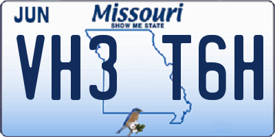 MO license plate VH3T6H