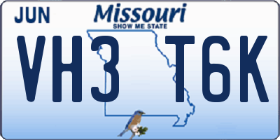 MO license plate VH3T6K