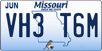 MO license plate VH3T6M