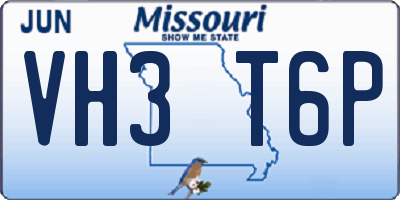 MO license plate VH3T6P