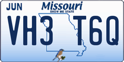 MO license plate VH3T6Q