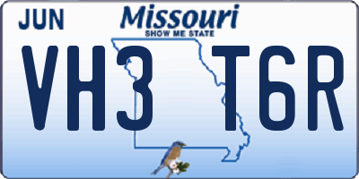 MO license plate VH3T6R