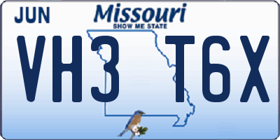 MO license plate VH3T6X
