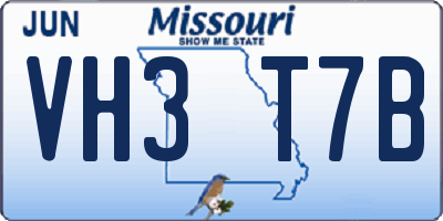 MO license plate VH3T7B