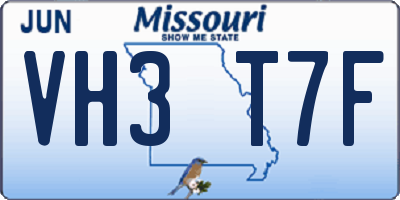 MO license plate VH3T7F