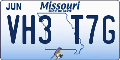 MO license plate VH3T7G