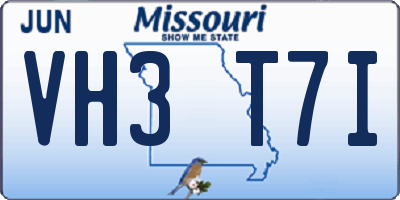 MO license plate VH3T7I