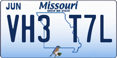 MO license plate VH3T7L