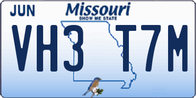 MO license plate VH3T7M